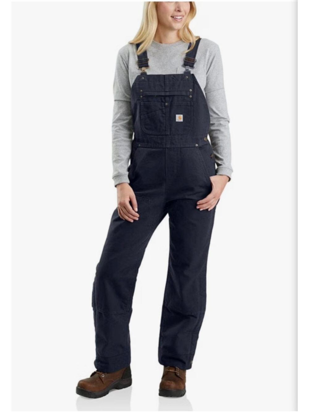 New Carhartt Women's Washed Duck Insulated Bib Overalls XXL Navy Blue